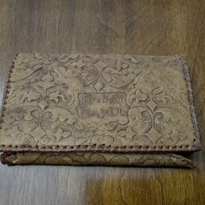 Rabat Moroc MOORISH Design Handmade LEATHER WALLET Mid Century Embossed